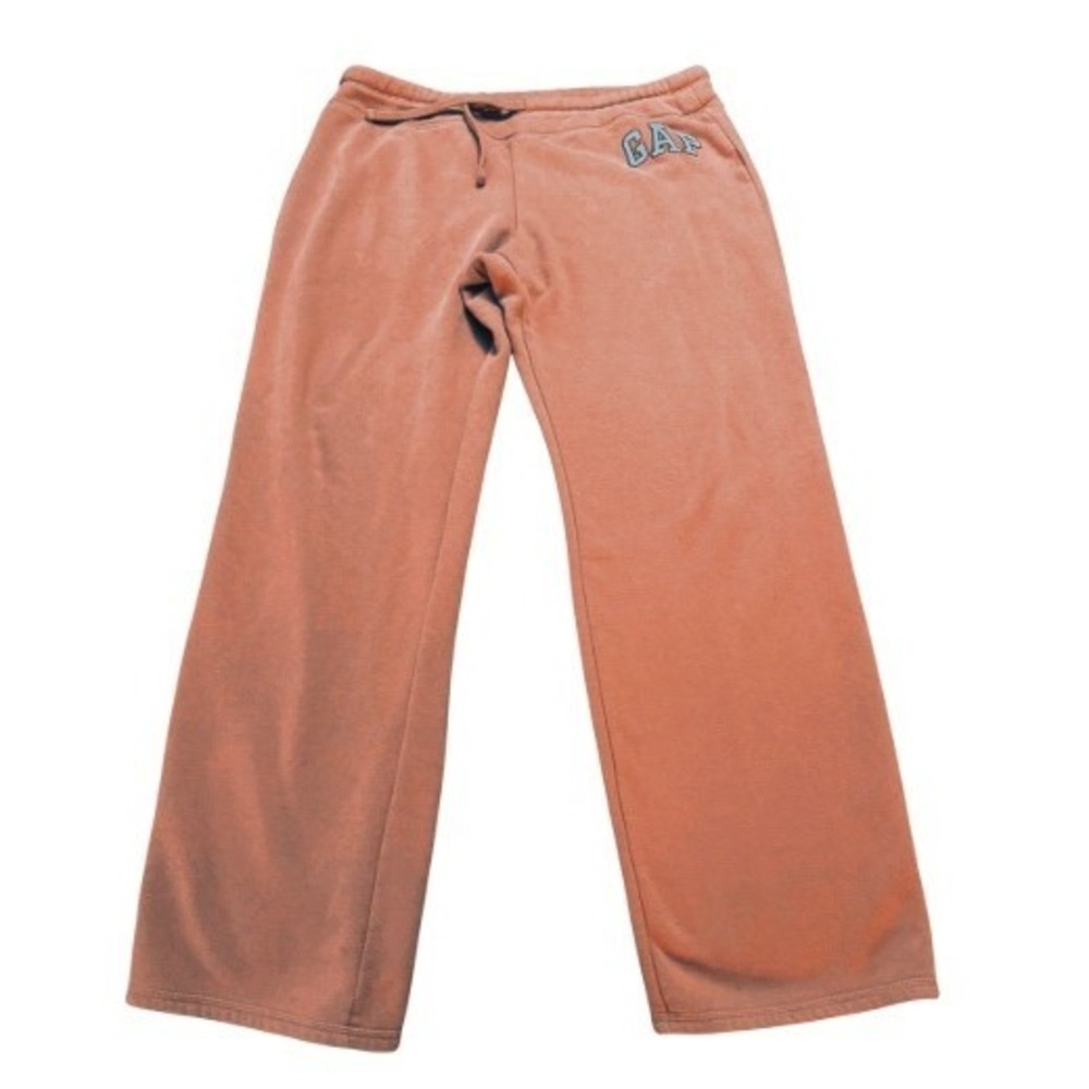 Gap Womens‎ Fleece Wide Leg Sweatpants Dusty Rose Pink Logo Large Oversized